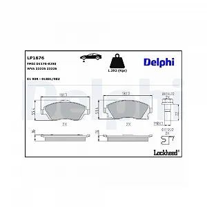 Комплект гальмівних колодок дискового гальма DELPHI LP1676 для OPEL VAUXHALL передній міст - Фото 1