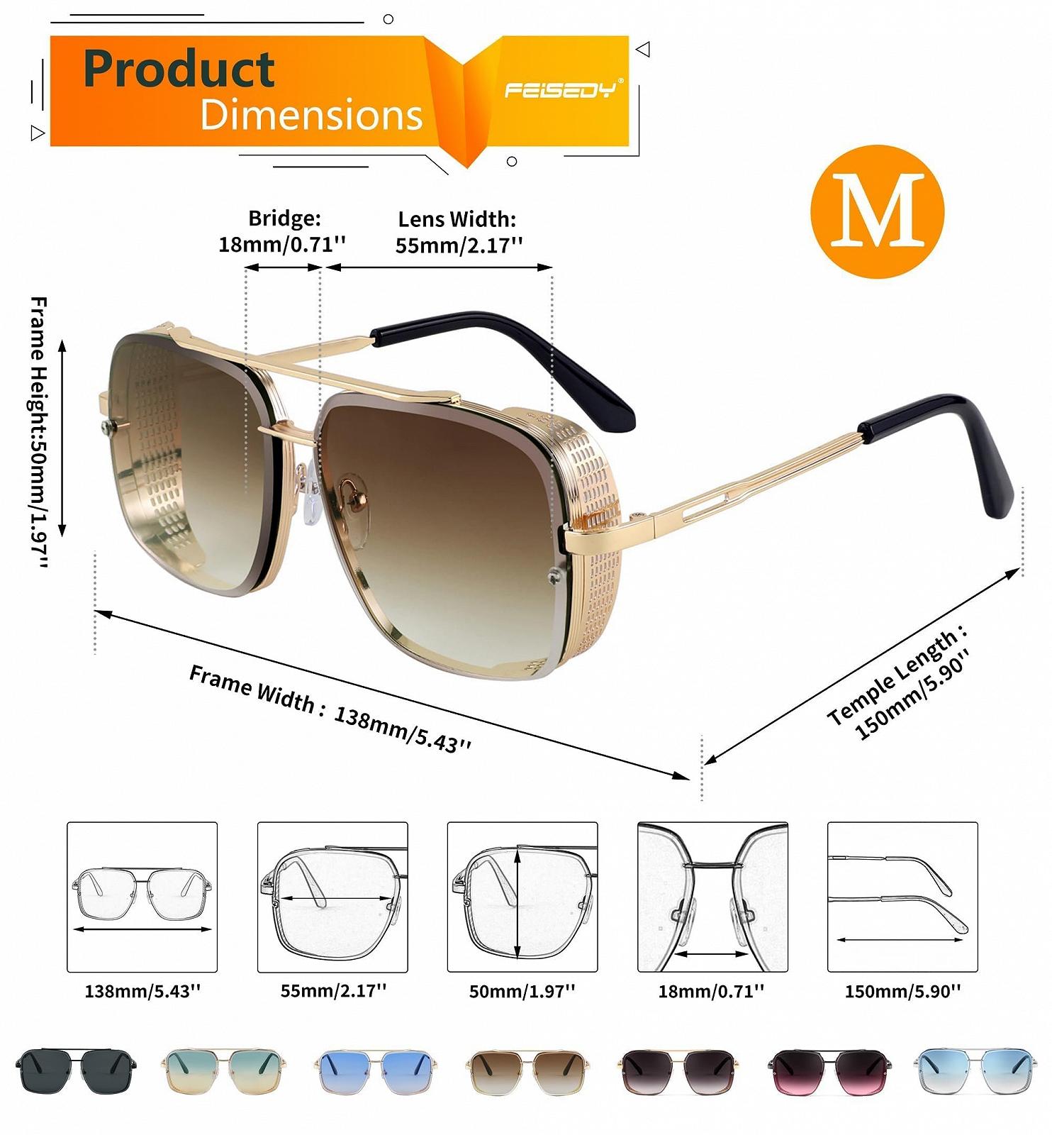 Солнцезащитные очки Квадратные FEISEDY Винтаж 70-х 80-х B2894, фото №5