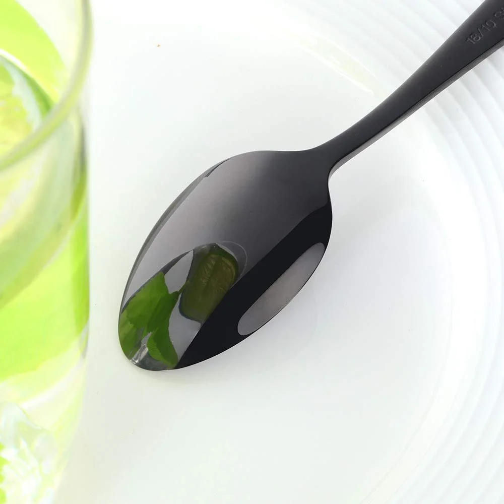 Ложки чайні набір 8 штук Чорний Нержавіюча сталь, фото №5