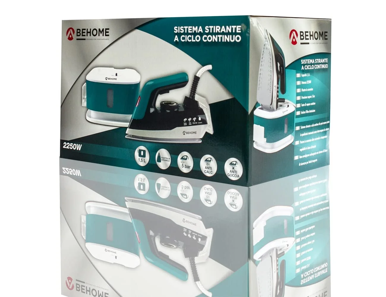 Праска BEHOME 2250 W 1.5 L Dark Grey White Petrol, фото №3