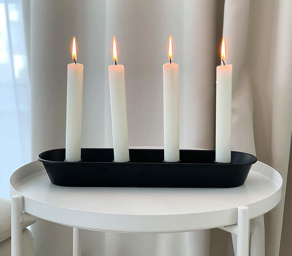 Поднос для свечей Advent Wreath металлический овальный черный 37 см, фото №5 Поднос для свечей Advent Wreath металлический овальный черный 37 см, фото №5