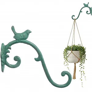 Гачок настінний для підвісних кошиків та горщиків Чавунний із птахом Antique Green - Фото 1