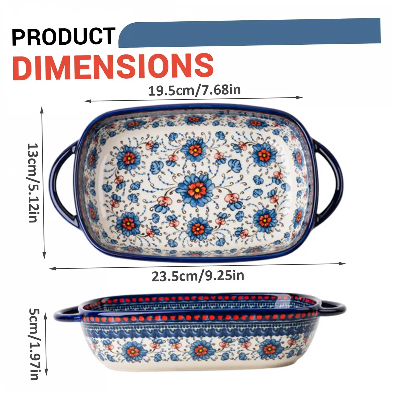 Прямоугольная керамическая форма для запекания 22.9 x 12.7 x 5.1 см термостойкая, фото №5