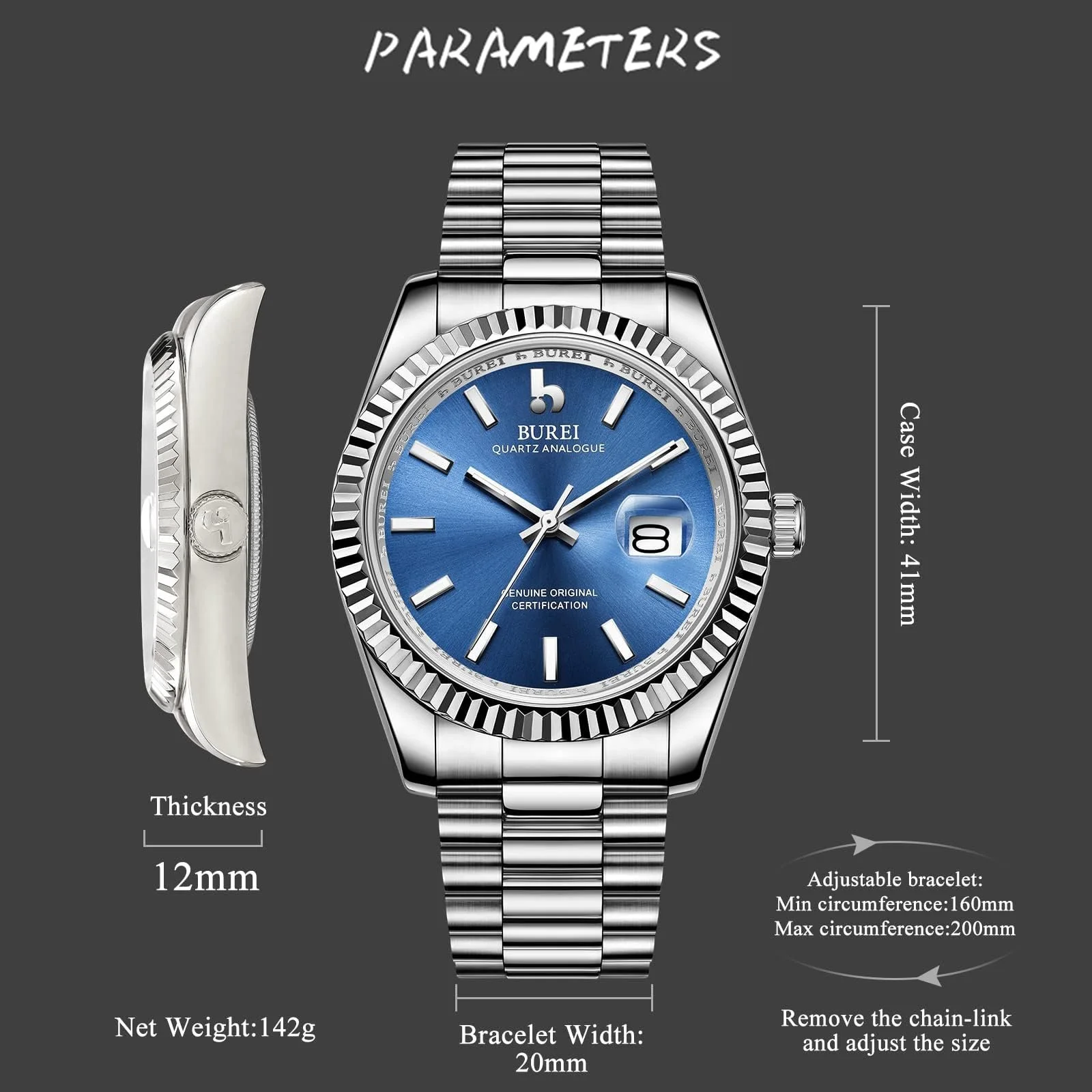 Классические часы BUREI DE-8002, фото №4