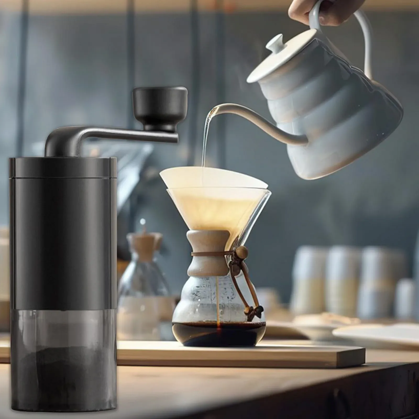 Ручная кофемолка Precision Conical Burr с регулируемыми настройками помола от грубого до мелкого, компактная портативная для френч-пресса и турецкого кофе, фото №5 Ручная кофемолка Precision Conical Burr с регулируемыми настройками помола от грубого до мелкого, компактная портативная для френч-пресса и турецкого кофе, фото №5