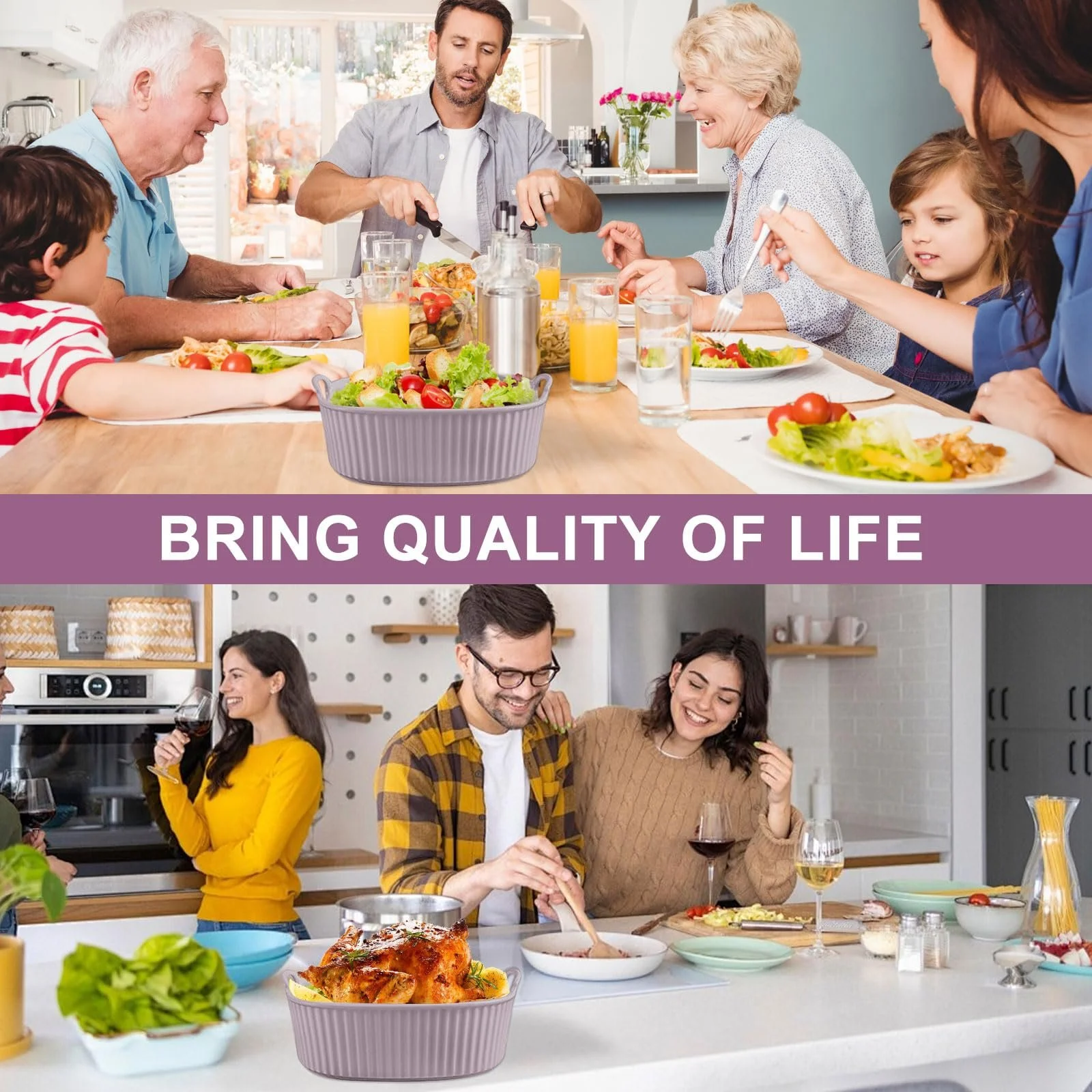 Форма для запекания Round Casserole Dish Ceramic 18.5 x 16.5 x 5.5 см Фиолетовая, фото №5