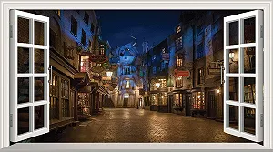 Наклейка на стіну Harry Potter Diagon Alley 3D Magic Window V0101 1000 x 600 мм - Фото 1