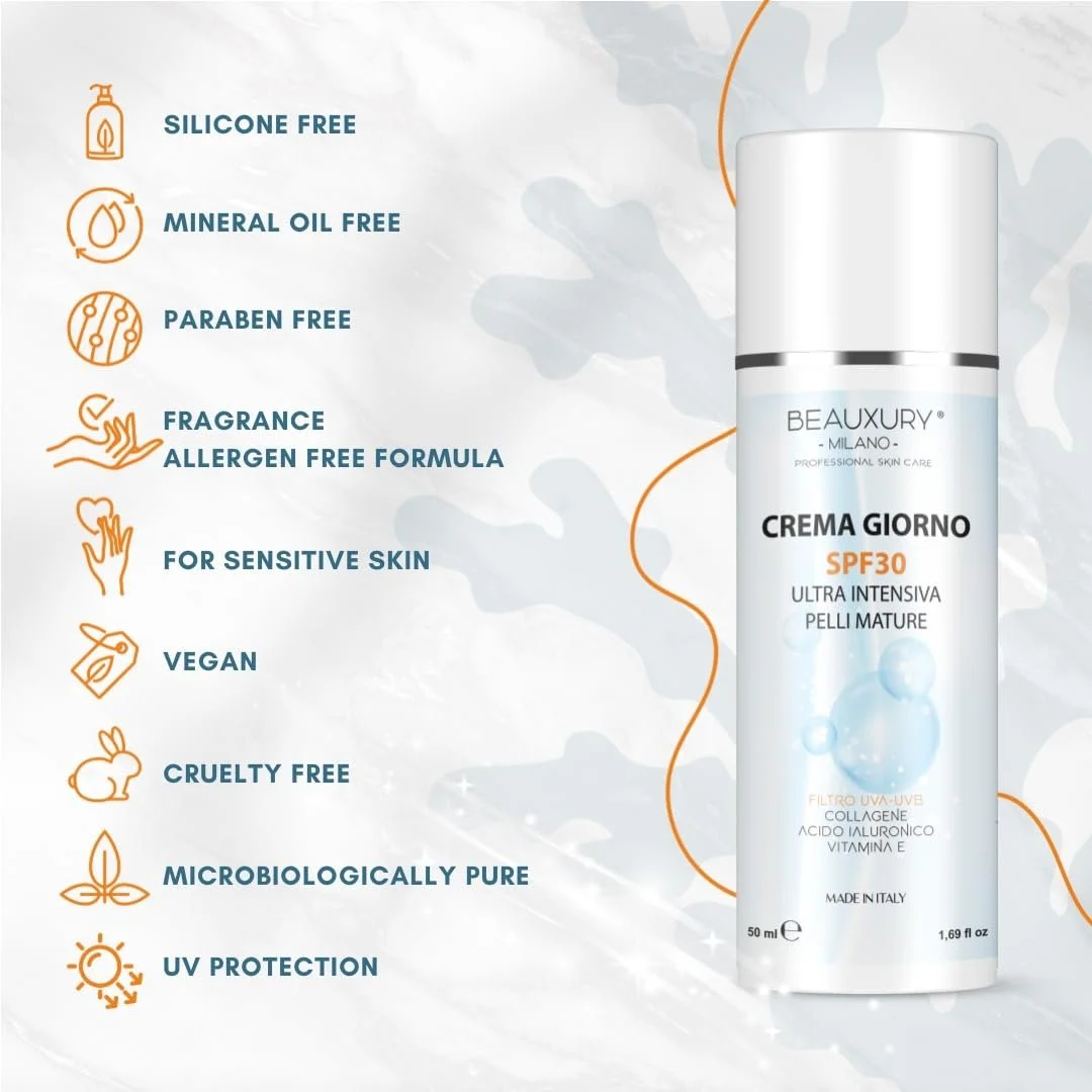Денний крем для обличчя Beauxury Milano SPF 30 Anti-Age 50 мл, фото №5