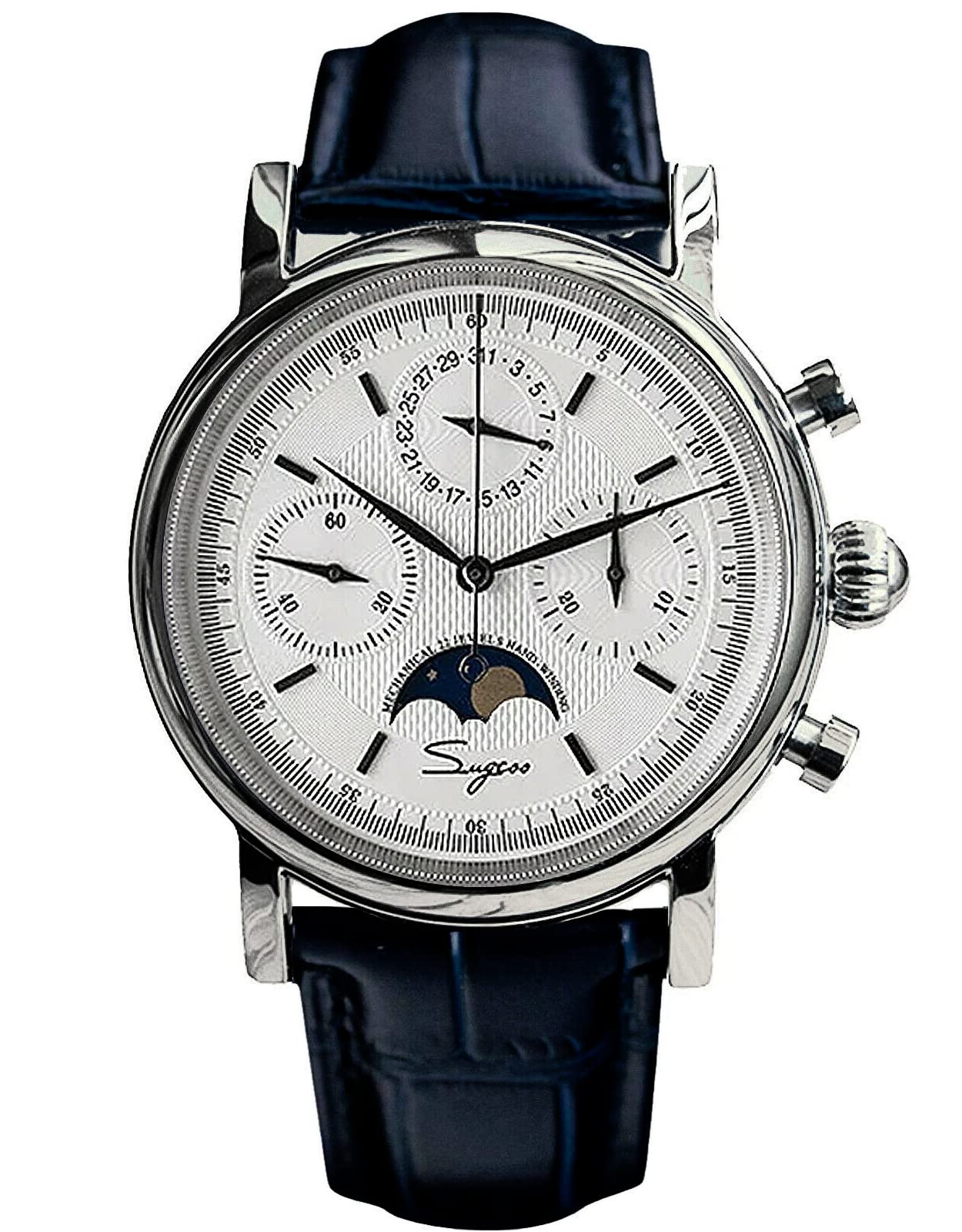 Механічний годинник Sugess Swan Neck SU1908SBEX MoonPhase Master Seagull ST1908 40 мм, білий, фото №1