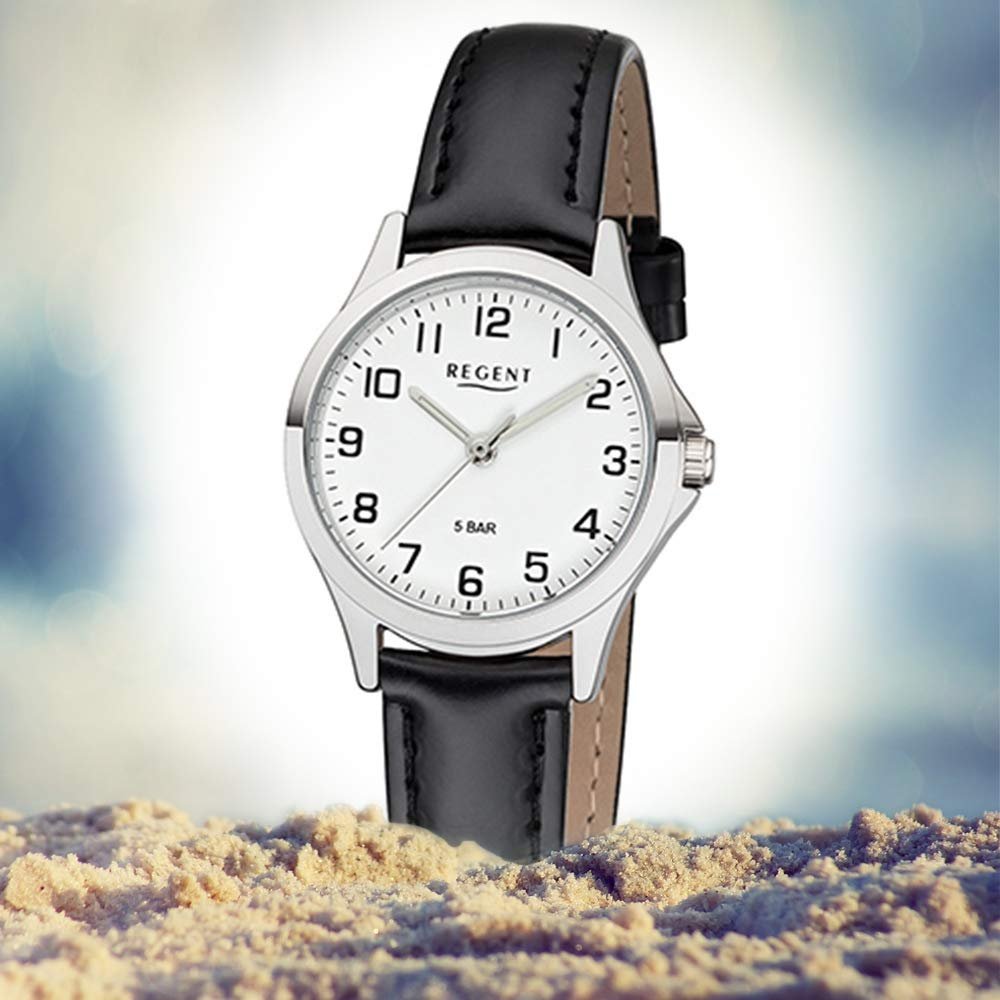 Часы Regent Miyota 2035 Аналоговые Женские Ремешок из искусственной кожи 12111162 Черный/серебристый, фото №4