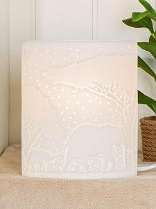 Настільна лампа GILDE Savannah Порцелянова Овальна Висота 20 см Дизайн Слон та Дерево Біла - Фото 1