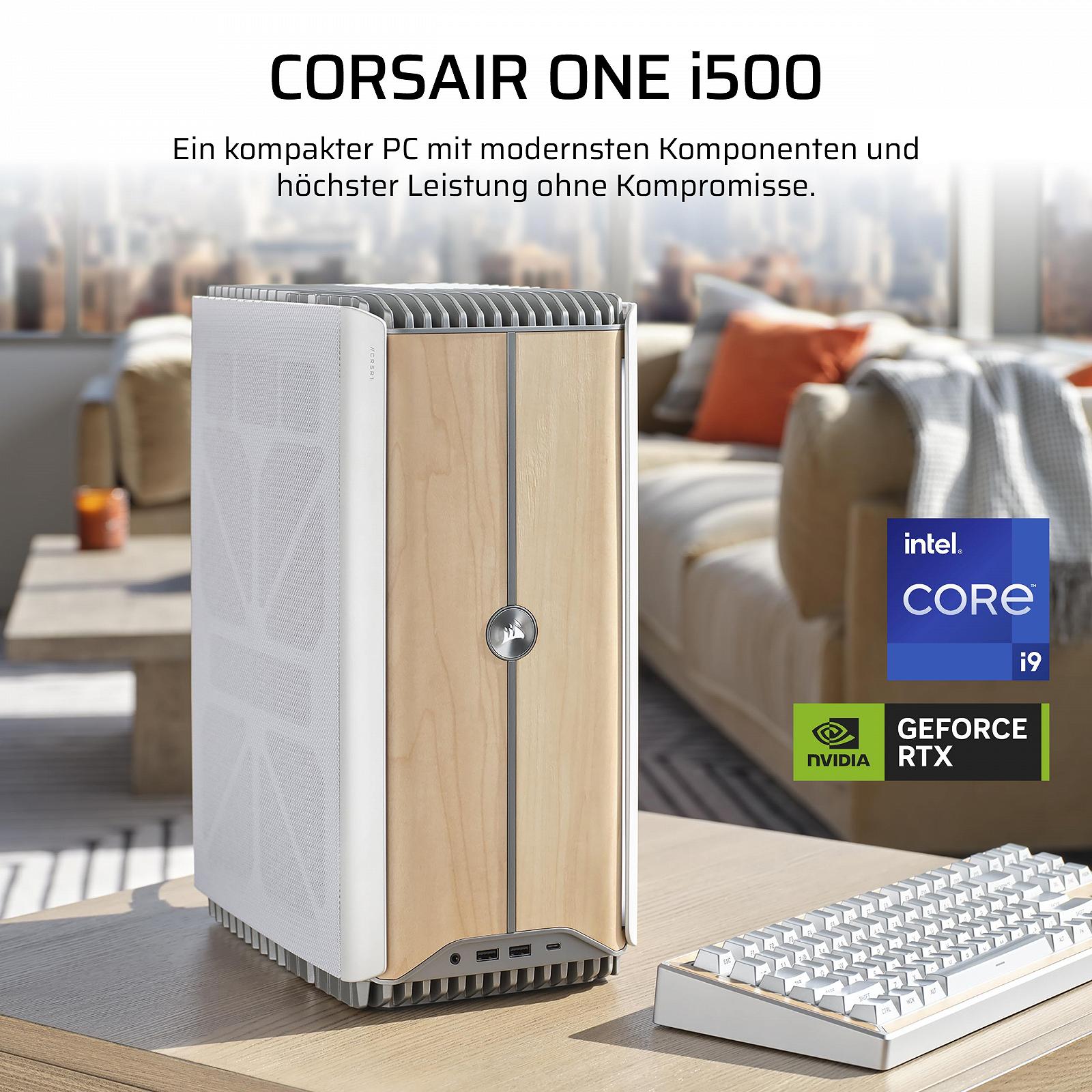 ПК Corsair ONE i500 Gaming PC з рідинним охолодженням Intel Core i9 14900K CPU з рідинним охолодженням NVIDIA GeForce RTX 4090 GPU 64GB Vengeance DDR5 2TB M.2 SSD Світле дерево, фото №2