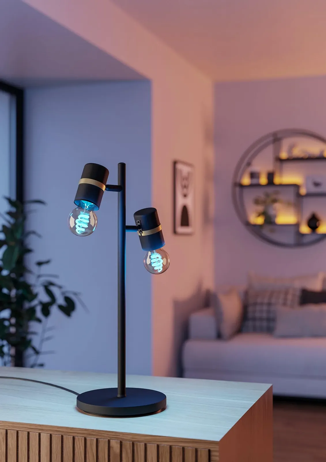 Настільна лампа EGLO Lurone 2-лампова E27 чорна з латунню, фото №2