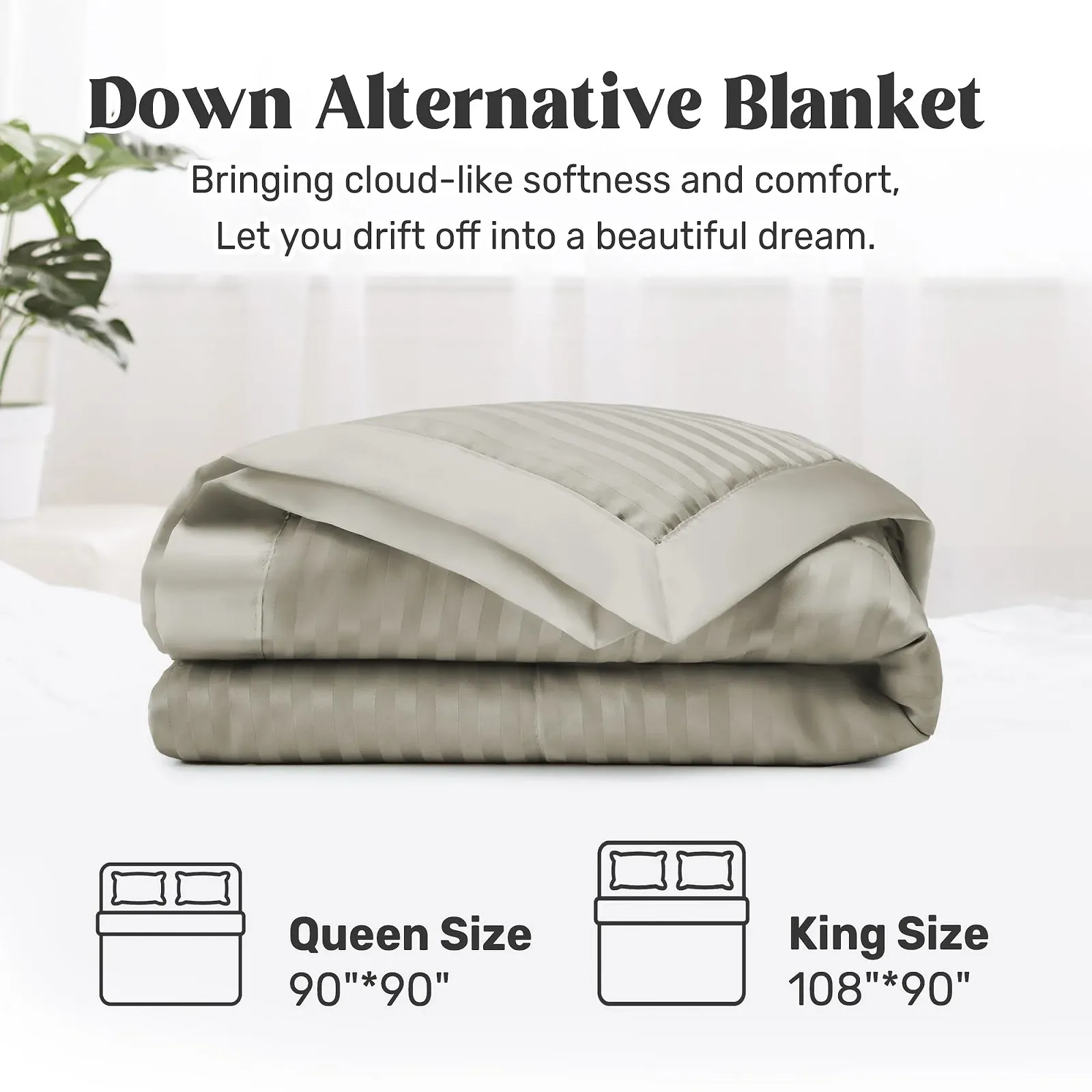 Покривало UNIKOME Queen Size М'яка Легка Альтернатива Пуху з Сатиновою Обробкою Пісочний колір (229 x 229 см), фото №7