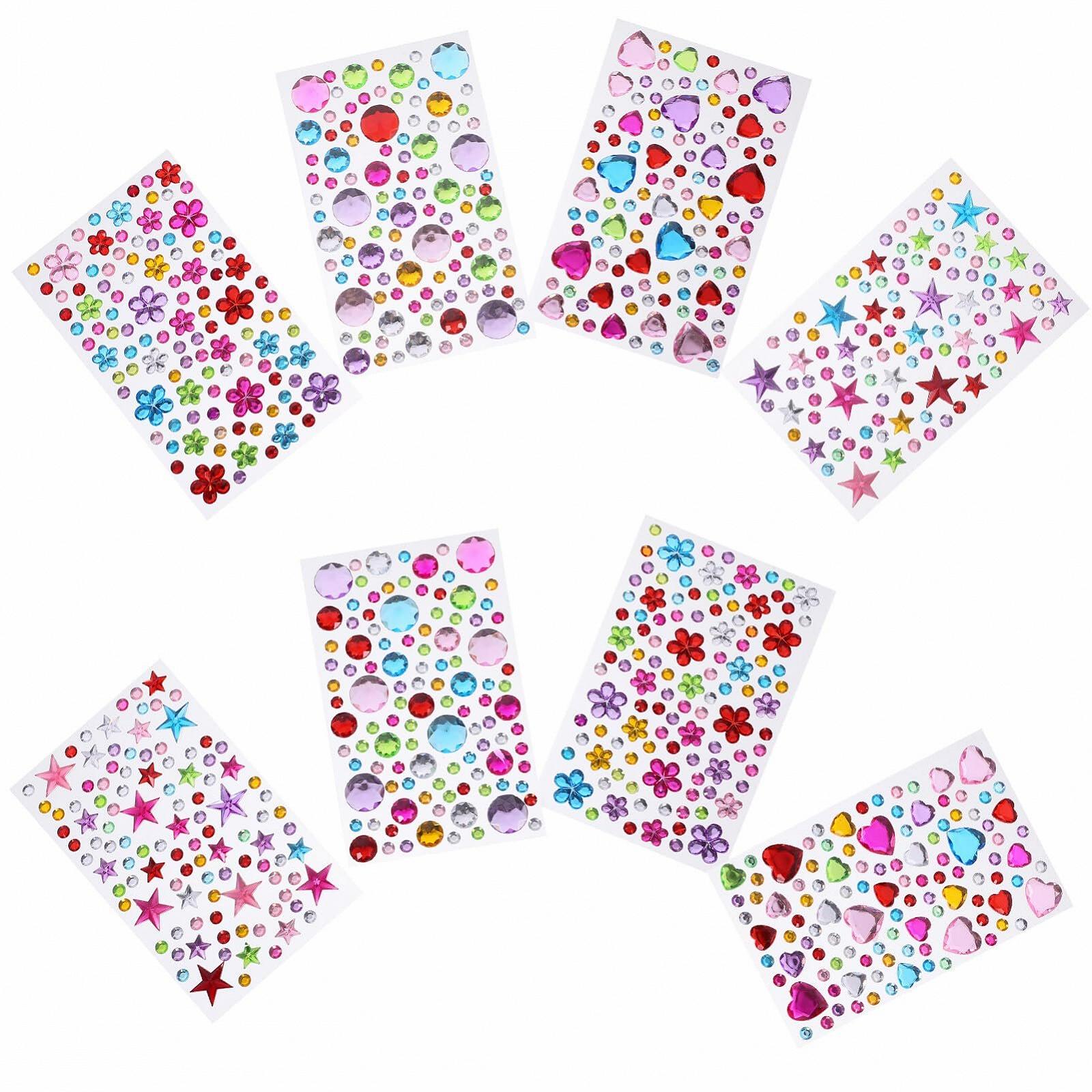 Наклейки со стразами SEWACC 8 листов для лица, самоклеящиеся кристаллы для тела, драгоценности для макияжа, драгоценные камни для наклеивания на ногти, фото №1