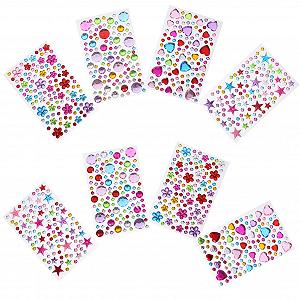 Наклейки со стразами SEWACC 8 листов для лица, самоклеящиеся кристаллы для тела, драгоценности для макияжа, драгоценные камни для наклеивания на ногти - Фото 1