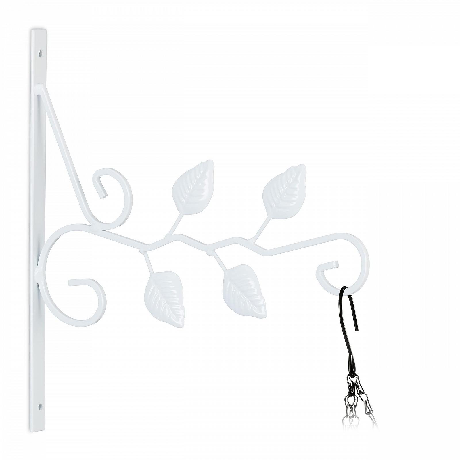 Кронштейн для підвісного кошика Relaxdays Leaves 30 x 29.5 x 2 см залізний Білий, фото №1