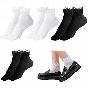 Носки с рюшами (4 пары) для женщин и девушек - Фото 1