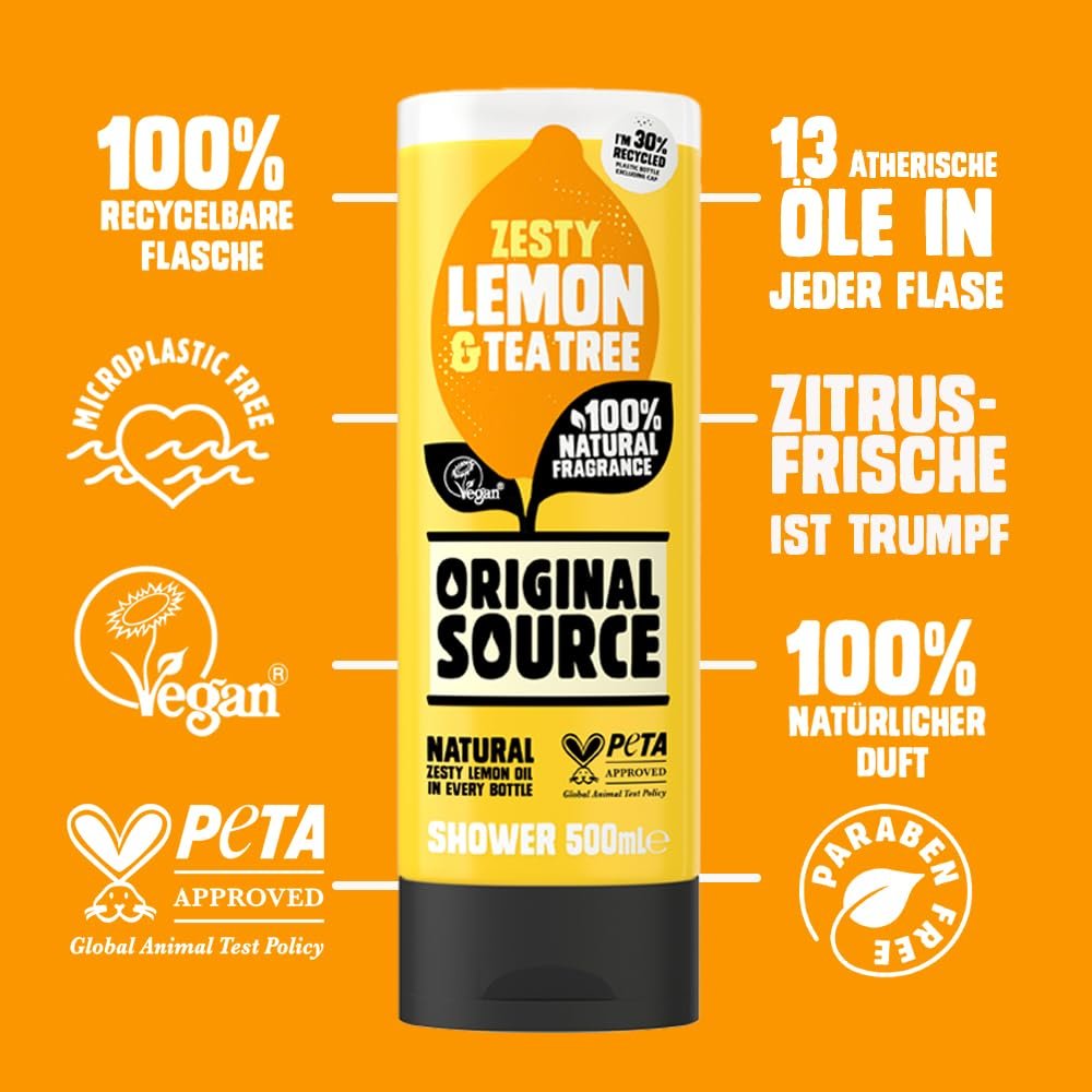 Гель для душа Original Source Lemon & Tea Tree натуральный 500 мл (6 шт.), фото №3