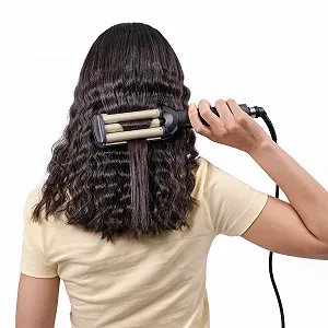 Плойка-хвиля BaByliss Easy Waves C260E кераміко-титанове покриття 3 режими температури золотий та чорний synthetic.ua - Фото 1