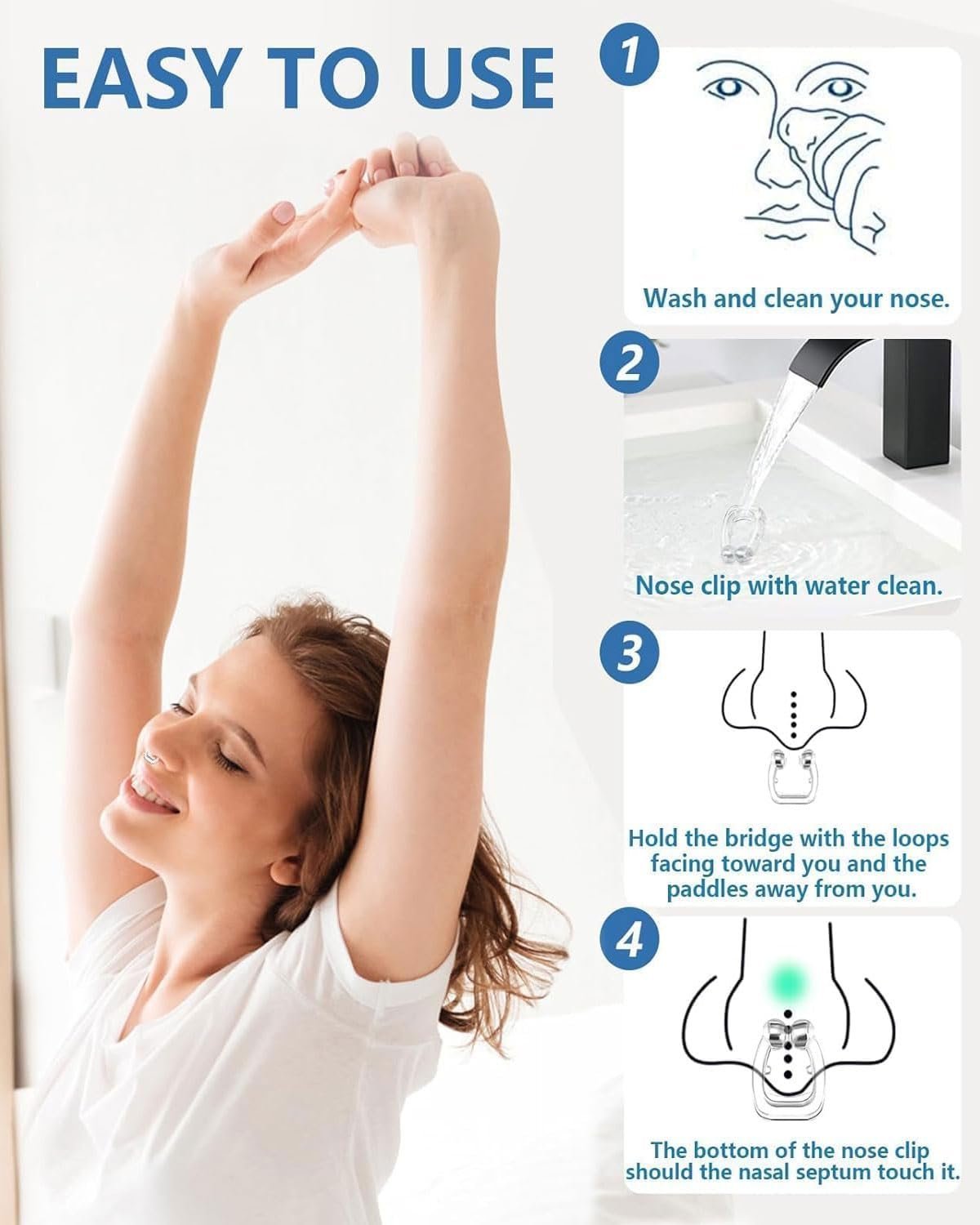 Затискачі від хропіння, 8 шт., Роздільник для носа, Багаторазовий затискач для носа, фото №5