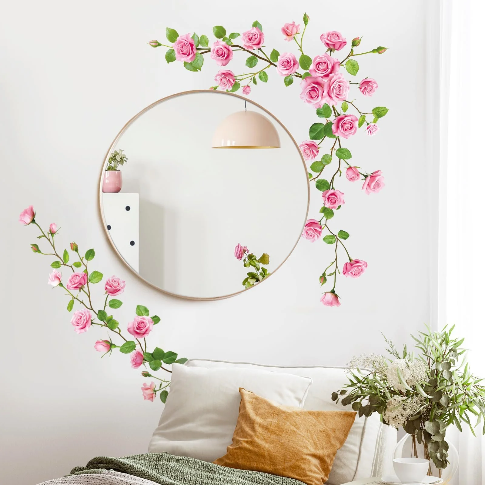 Наклейка на стіну SHUCHING Квіти Рожеві троянди Вінілова, фото №3
