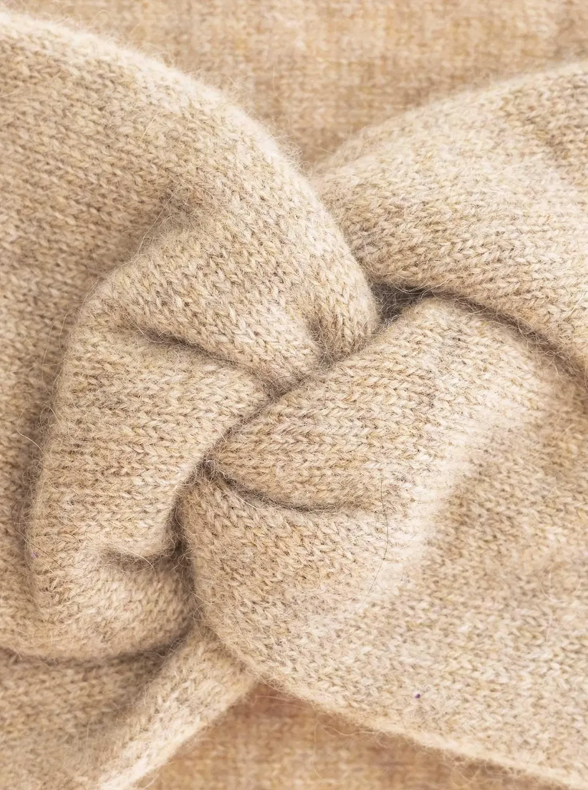 Пов'язка на голову Zwillingsherz 100% кашемір, в'язана, однотонна, бежевий, фото №2 Пов'язка на голову Zwillingsherz 100% кашемір, в'язана, однотонна, бежевий, фото №2