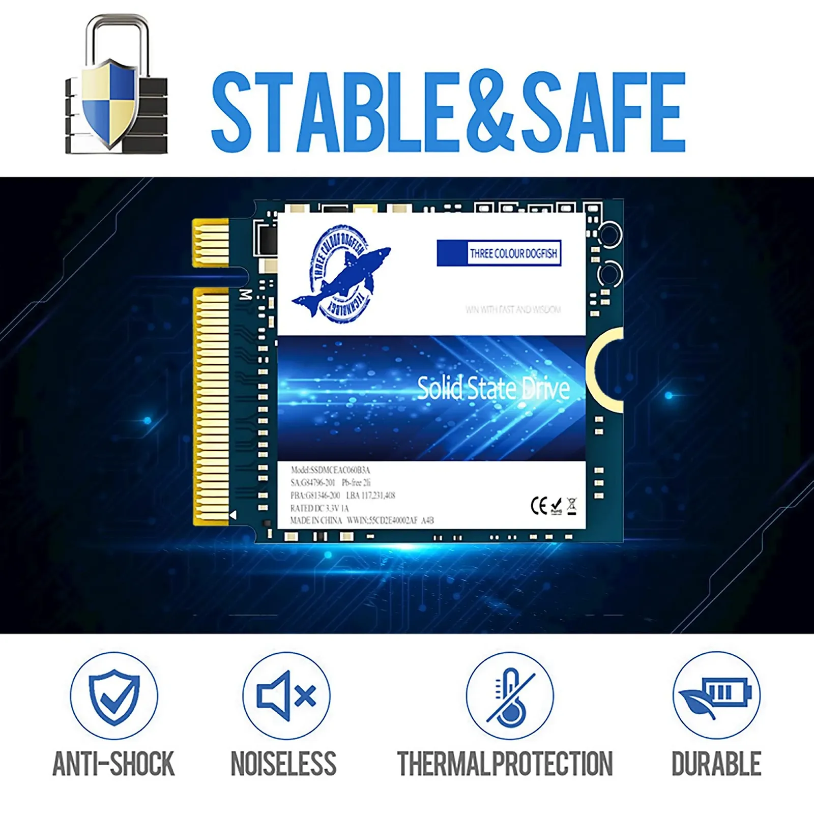 Внутрішній SSD-накопичувач Dogfish 256GB M.2 2230 NVMe PCIe Gen 3.0 x4, фото №4