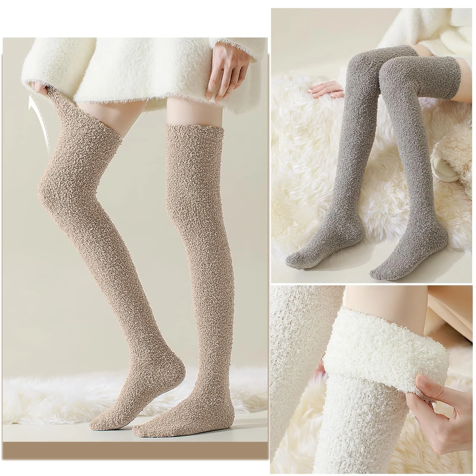 Жіночі пухнасті товсті шкарпетки, набір з 4 пар, фото №5
