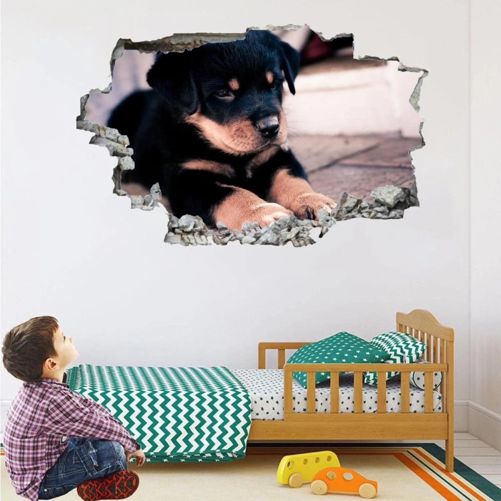 Наклейка на стіну 3D Прорив Собака Вінілова Самоклеюча 75 x 50 см, фото №4 Наклейка на стіну 3D Прорив Собака Вінілова Самоклеюча 75 x 50 см, фото №4