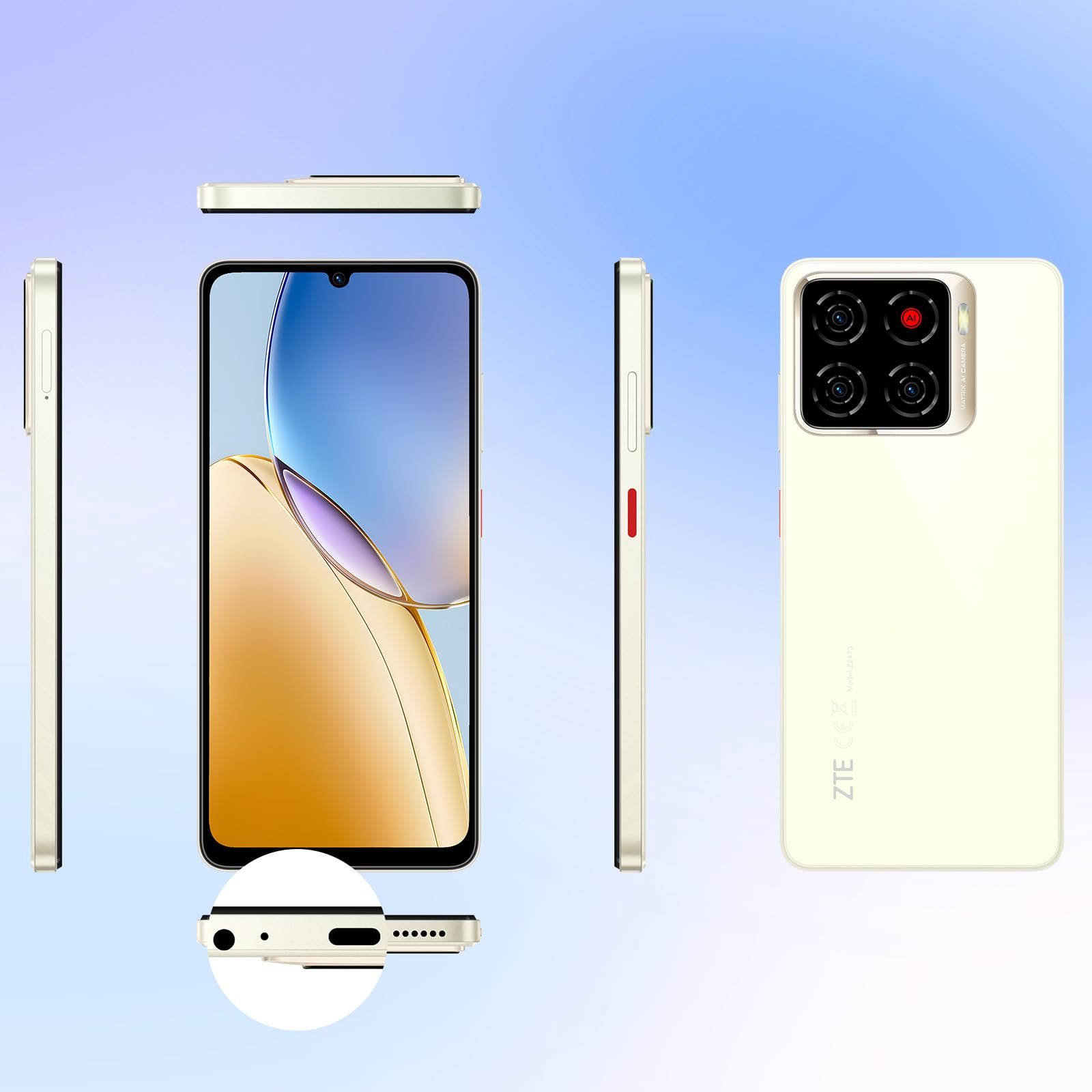 Смартфон ZTE Blade A56 6.75" 4GB 64GB 4G Dual SIM Gold (2025 Model), фото №8 Смартфон ZTE Blade A56 6.75" 4GB 64GB 4G Dual SIM Gold (2025 Model), фото №8