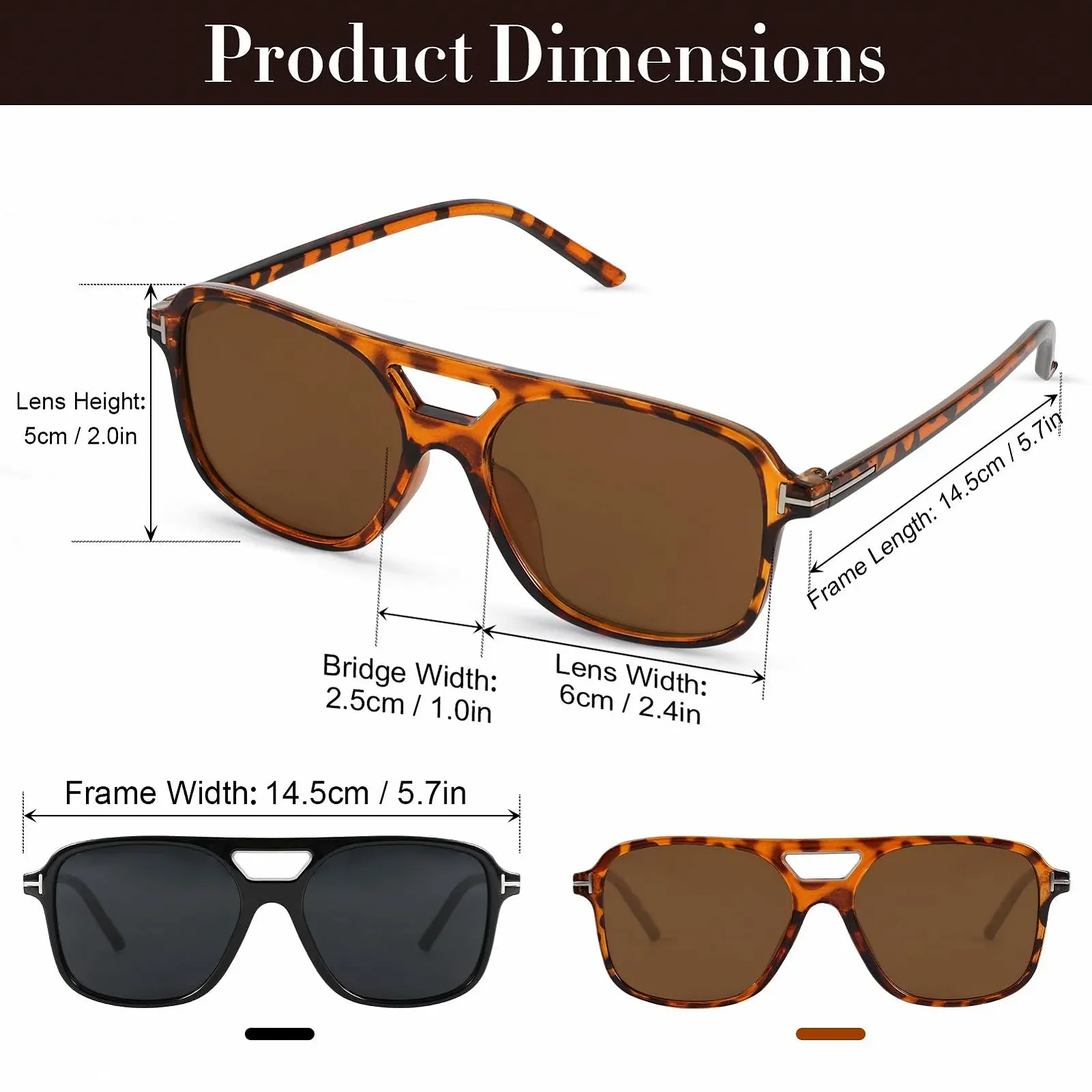 Сонцезахисні окуляри Ретро 70-х Чорний/Сірий + Коричневий черепаховий, 2 шт, фото №2