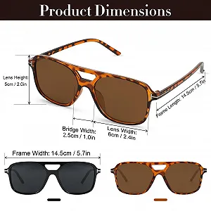 Солнцезащитные очки Ретро 70-х Черный/Серый + Коричневый черепаховый, 2 шт synthetic.ua - Фото 1