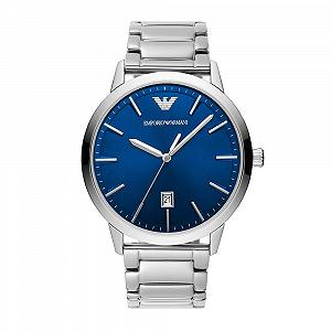 Чоловічий годинник Emporio Armani Three Hands, корпус з нержавіючої сталі, розмір корпусу 43 мм, синій, Dress - Фото 1