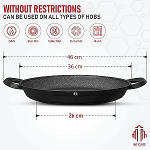 Пательня для паельї INTIGNIS Non Stick Heavy Duty Induction / 36 см / З кришкою / Чорна synthetic.ua - Фото 1