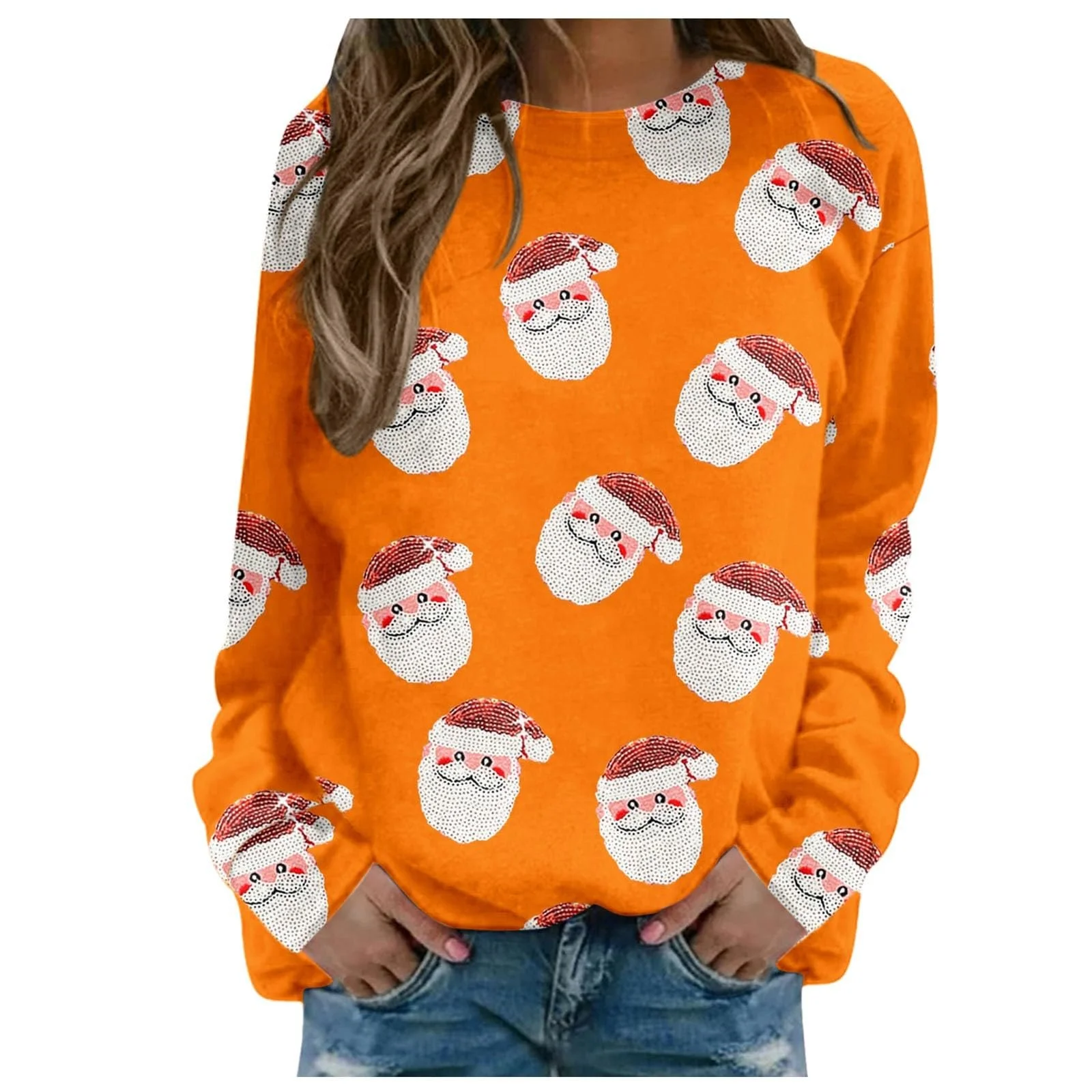 Рождественский Свитер Женский Рождественский Свитер Санта Длинный Рукав, фото №1