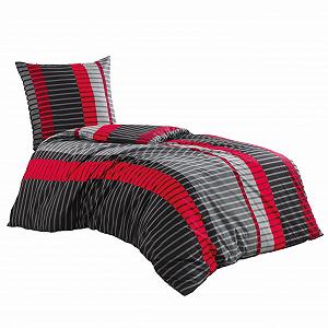 Комплект Постільної Білизни Class Home Collection, з Підковдрою, 135 x 200 см, Наволочкою, 80 x 80 см, Бавовна, з Блискавкою, Wind Red - Фото 1