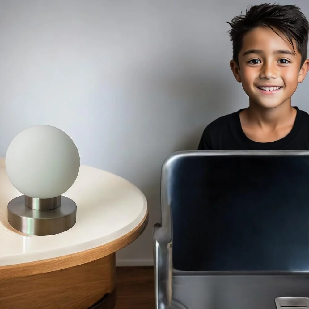 Настільна лампа Milo Скляна Нікель Опалове скло E14 В 15 см Д 11 см Біла (Сферична форма), фото №5