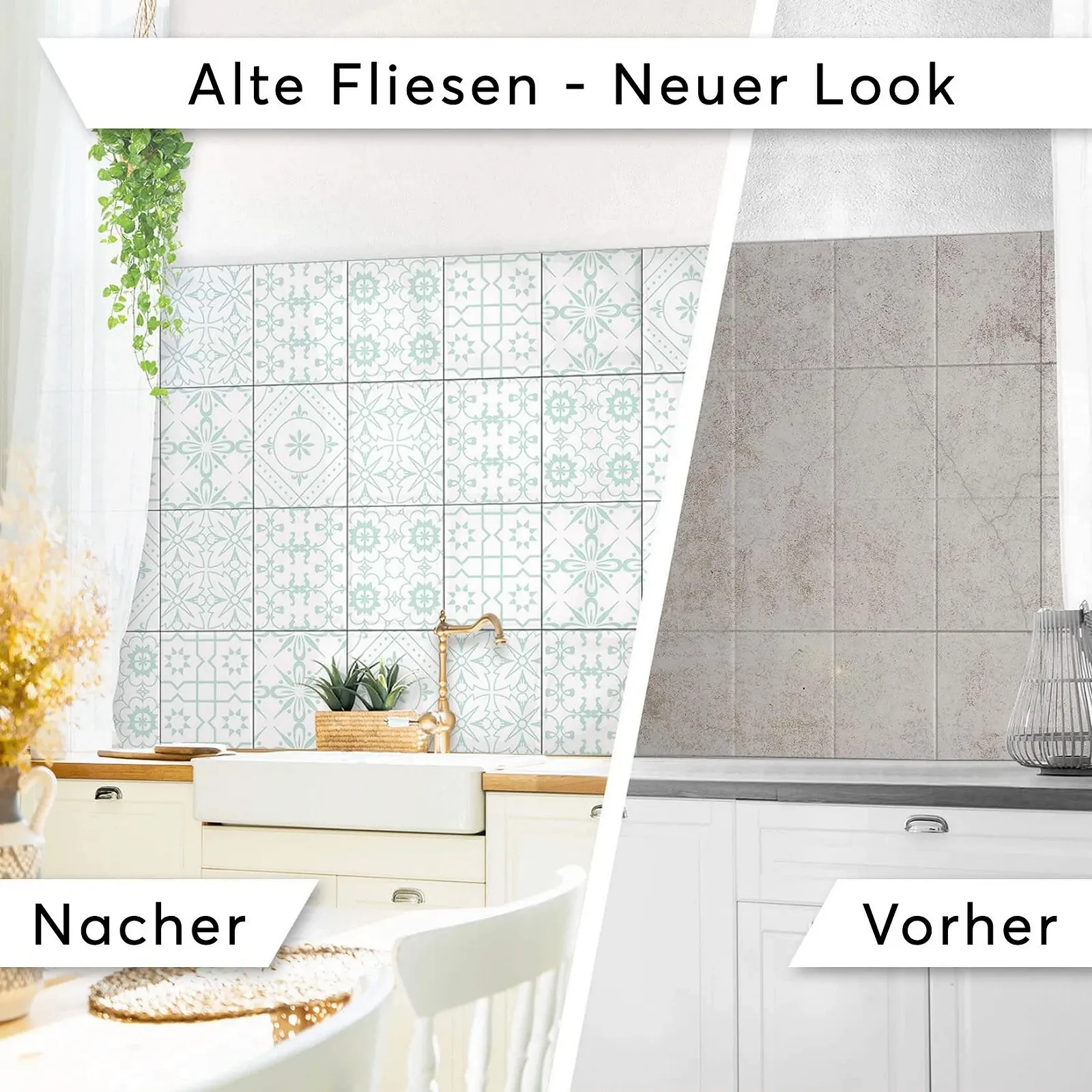 Наклейки для плитки creatisto самоклеючі орнамент бірюзовий 9 шт, фото №3