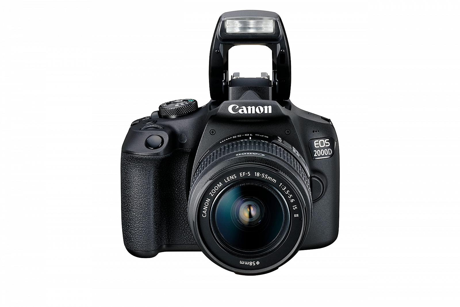 Дзеркальна камера Canon EOS 2000D с объективом EF-S 18-55 IS II (24.1 МП, DIGIC 4+, 7.5 см (3.0 дюйма) ЖК-дисплей, Full HD, WiFi, APS-C CMOS сенсор), черный, фото №1