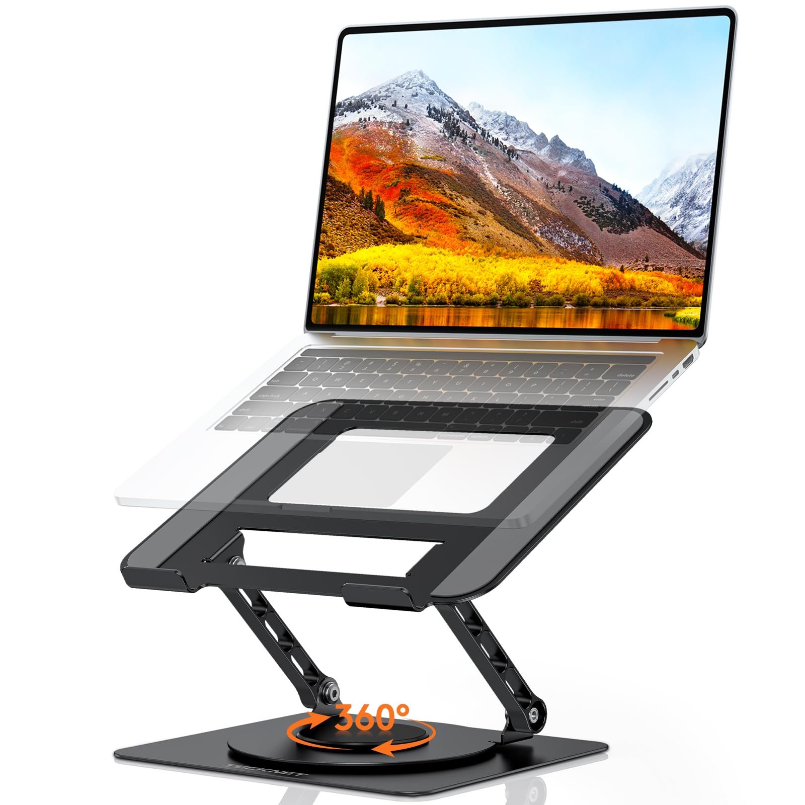 Підставка для ноутбука TECKNET 3600 Регульована по висоті Металева  з подвійною підтримкою Ергономічна, фото №1