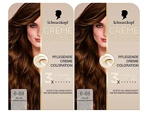 Фарба для волосся Schwarzkopf Creme Supreme 6-68 Світлий Карамельний Каштановий (2 x 182 мл) - Фото 1