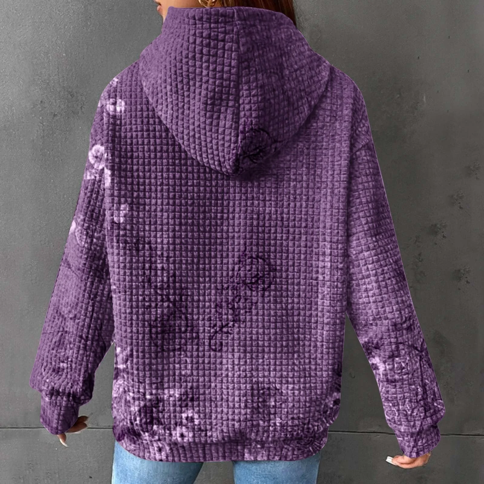 Женская Толстовка с капюшоном Oversize, Куртка, Винтажный цветочный принт, фото №6