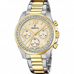Жіночий годинник Festina Boyfriend F20607/3 Райдужний корпус з нержавіючої сталі 316L Бежевий браслет 316L - Фото 1