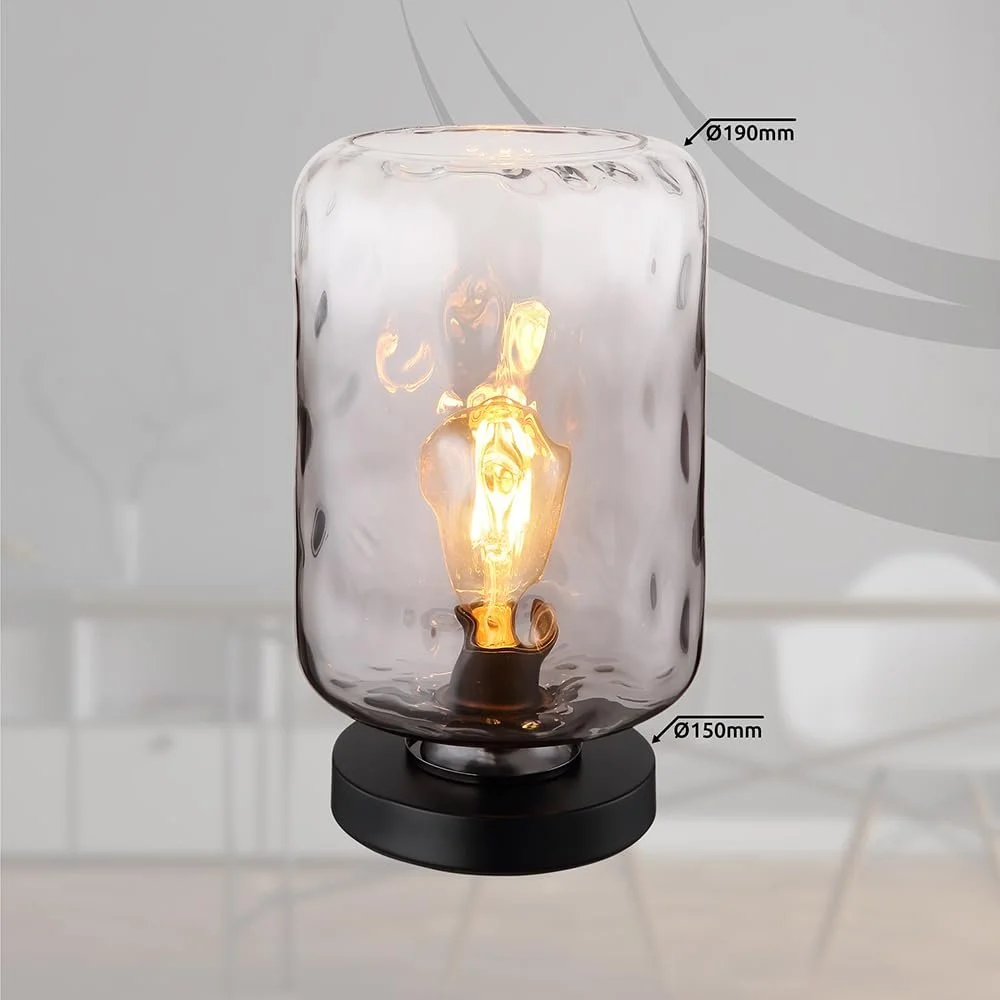 Настольная лампа Retro Smoked Glass Clear 1x E27 диаметр 19 x 32,5 см черная, фото №8