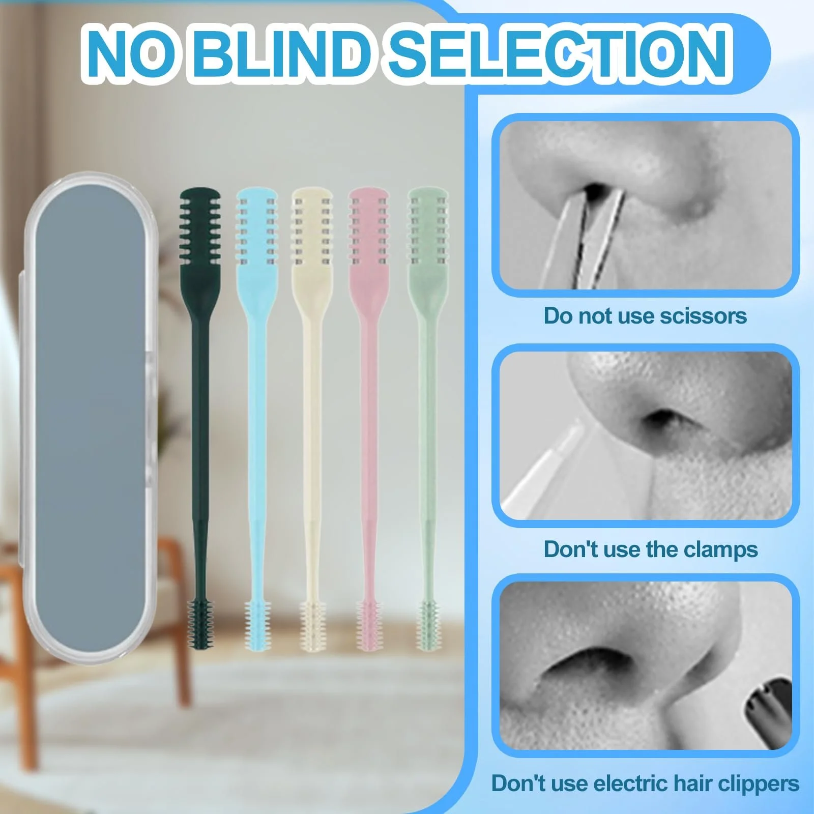 Набір QTTRPCU 10шт. 2-в-1 Тример для носу 360° Поворотний Миється для видалення волосся з ніздрів (5 кольорів), фото №3