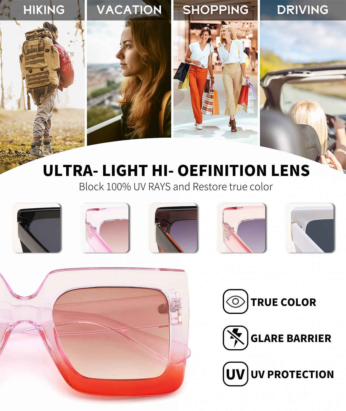 Солнцезащитные квадратные очки FEISEDY Винтажные модные большие B2380, фото №4