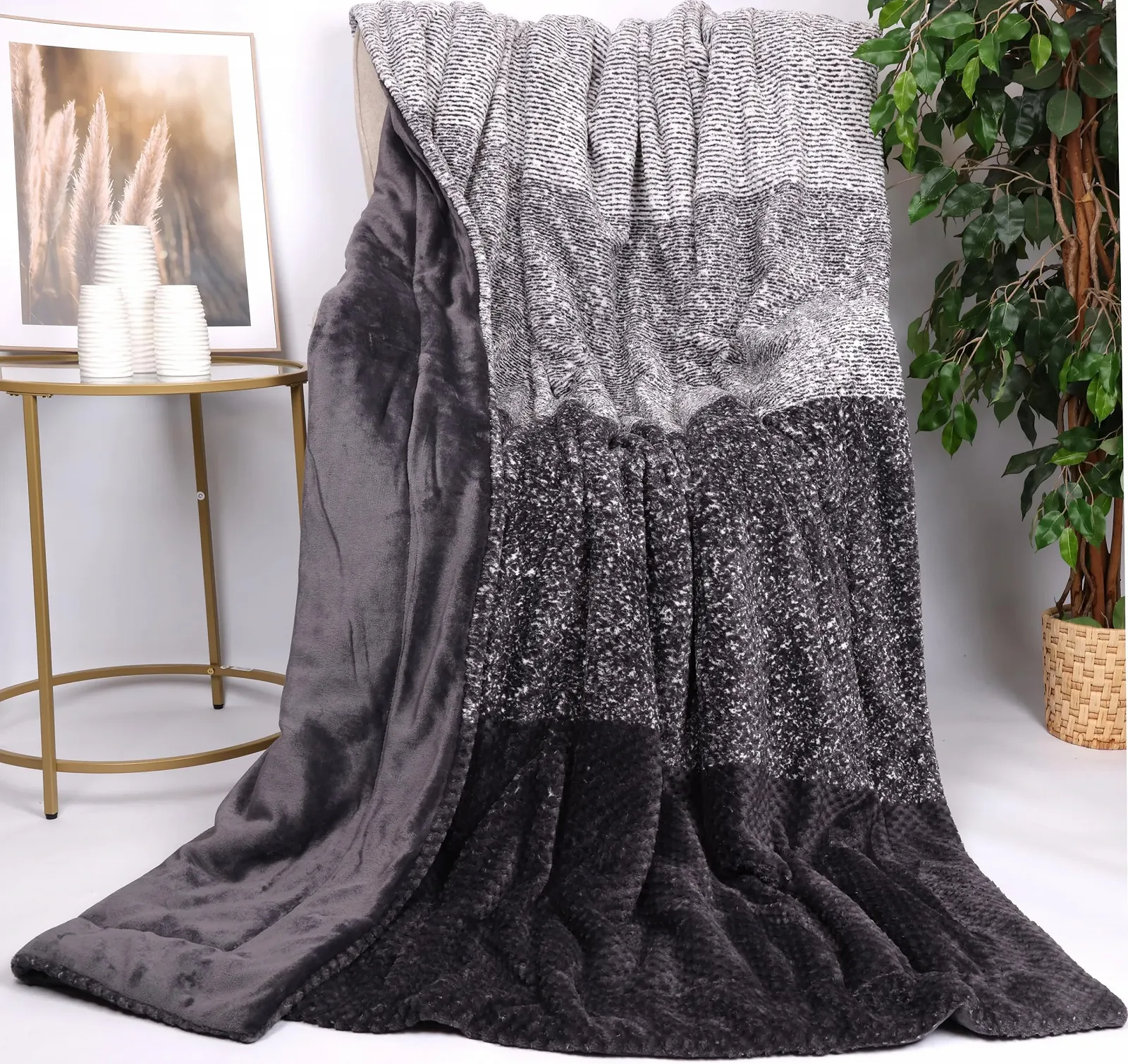 Покривало Betz Monaco XXL 150 x 200 см, бежевий, сірий, синій, фото №3