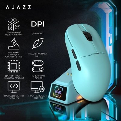 Мышка Ajazz AJ159 APEX Wireless/Bluetooth/USB Blue (AJM159-A-BLUE), фото №10 Мышка Ajazz AJ159 APEX Wireless/Bluetooth/USB Blue (AJM159-A-BLUE), фото №10