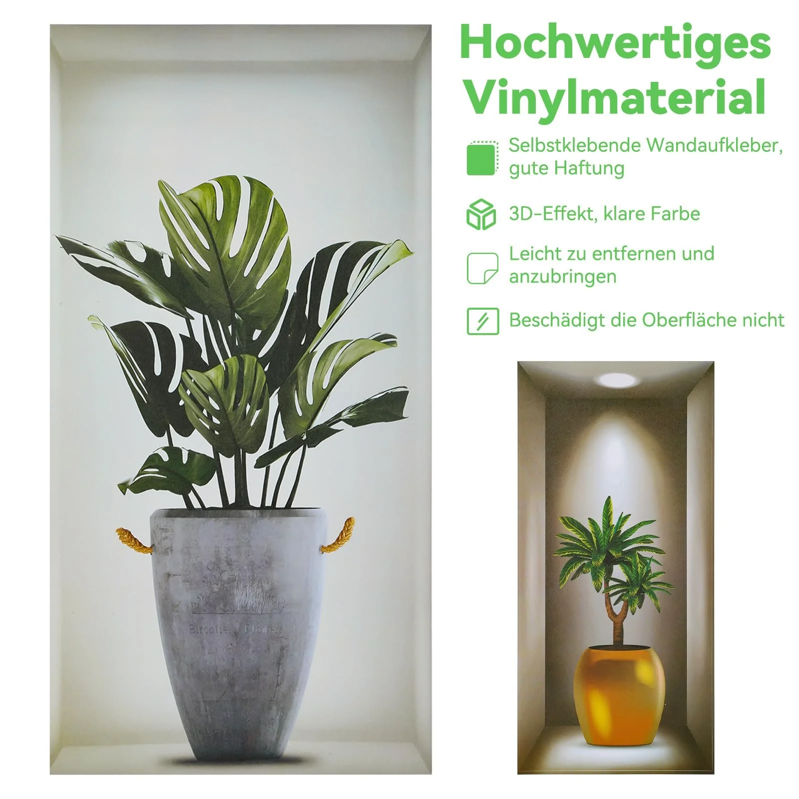 Набір наклейок на стіну 3D Green Plant PVC Бонсай у горщиках 6 шт. зі шпателем, фото №3 Набір наклейок на стіну 3D Green Plant PVC Бонсай у горщиках 6 шт. зі шпателем, фото №3